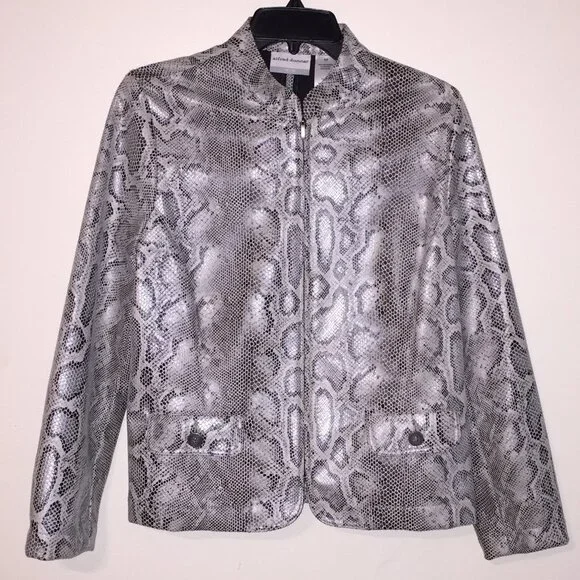 NWT Alfred Dunner Snakeskin Jacket Gray Black - Picture 1 of 6